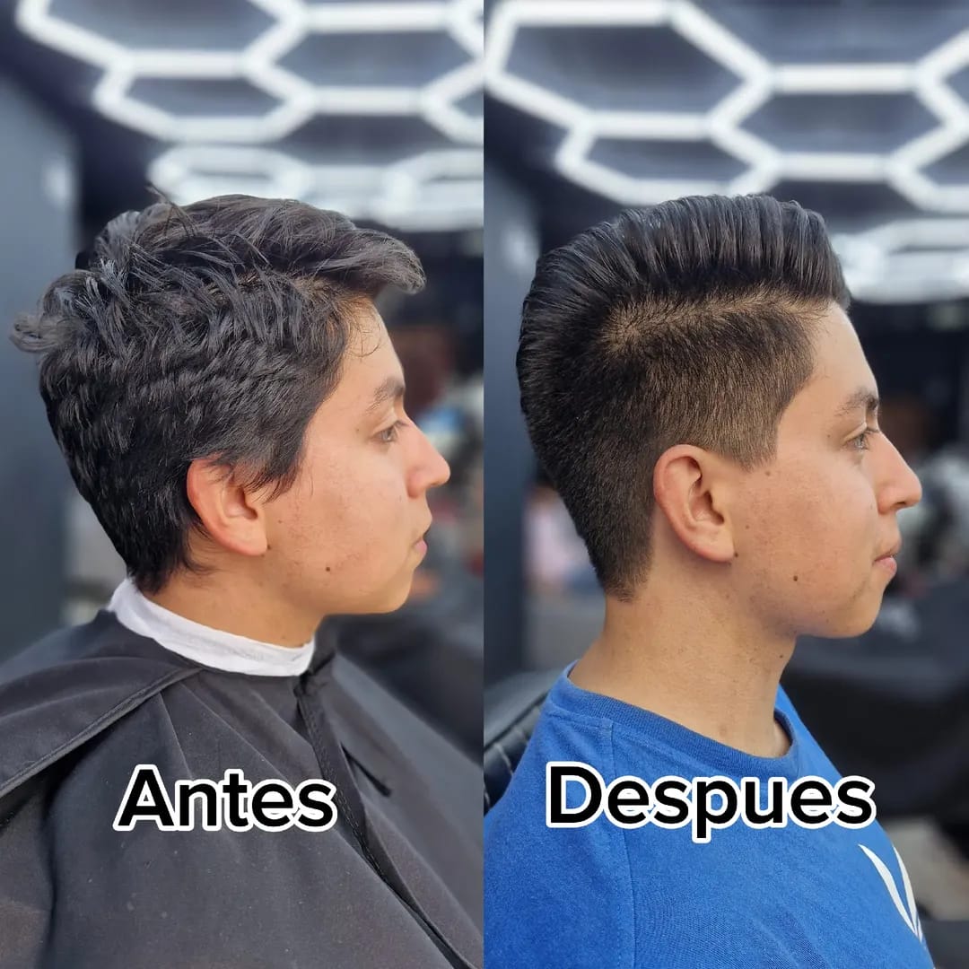 Antes y después, corte de cabello, cliente 1